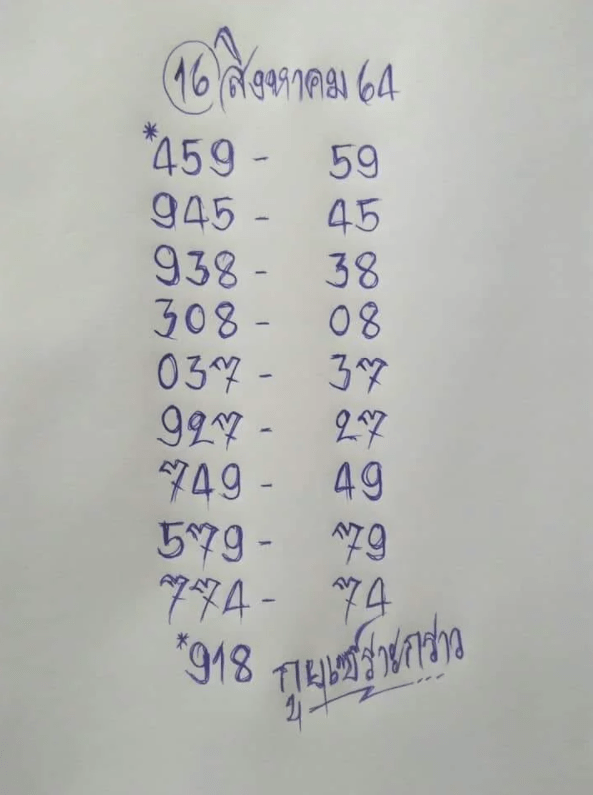 เลขเด็ดหวยไทย เลขเด็ดงวด16-8-64