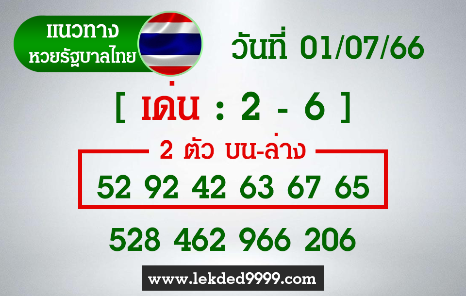 แนวทางหวยไทย 1 กรกฎาคม 2566