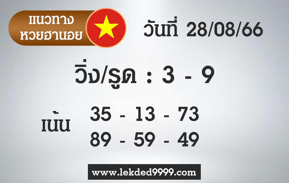 เลขเด็ด หวยฮานอย 28-8-66