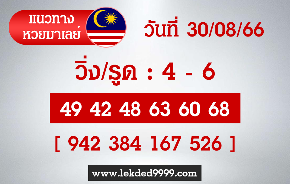 แนวทางหวยมาเลย์ 30-8-66