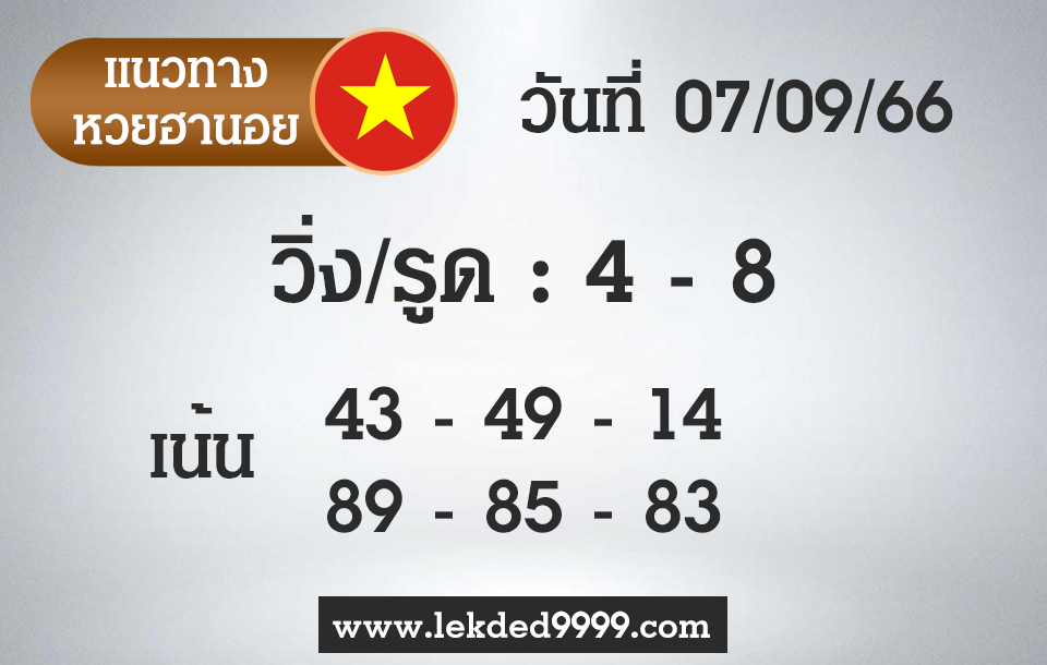 เลขเด็ด หวยฮานอย 7-9-66