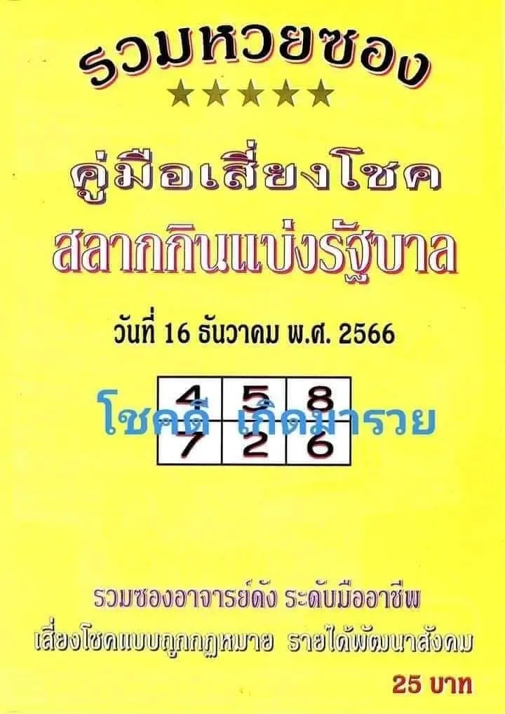 เลขเด็ด หวยดัง ตำราพารวย แนวทางรัฐบาล 16/12/66